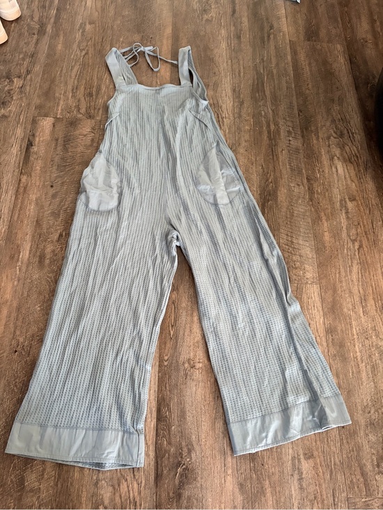 Zenana Outfitters Pants - Zenana Outfitters Light Blue Wide-Leg Knit Romper with Pockets